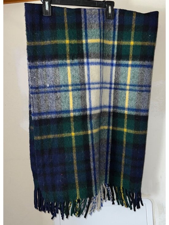 Strawbridge & Clothier Other - Vintage Wool Plaid Blanket Fringe Made In England Strawbridge & Clothier Tartan